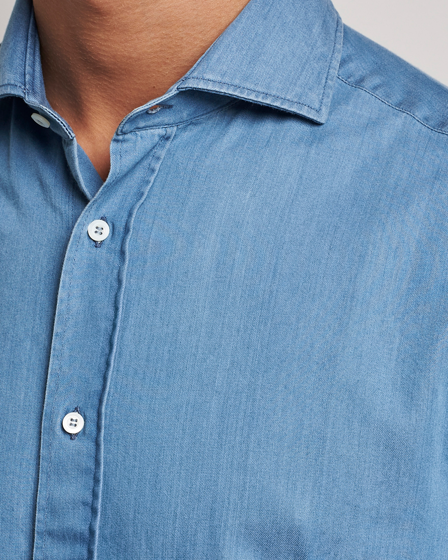 Men | Shirts | Brunello Cucinelli | Slim Fit Denim Shirt Indigo Blue