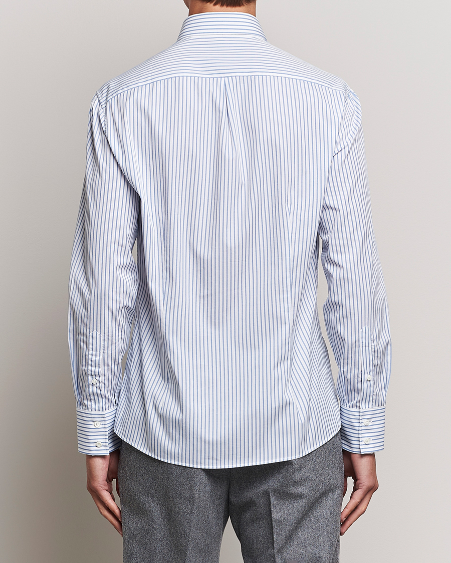 Men | Shirts | Brunello Cucinelli | Slim Fit Button Down Shirt Light Blue Stripe