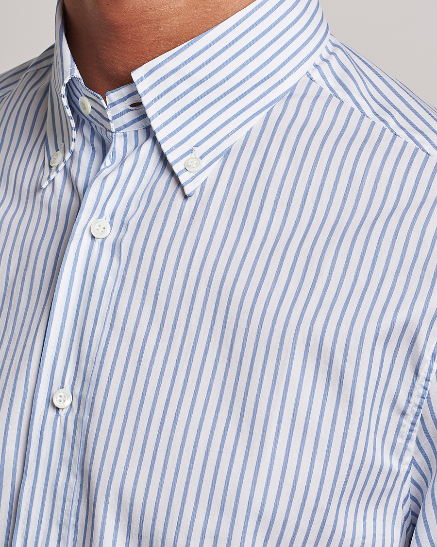 Men | Shirts | Brunello Cucinelli | Slim Fit Button Down Shirt Light Blue Stripe