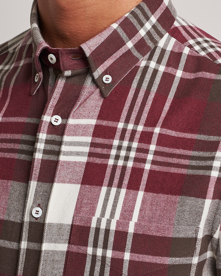 Men | Shirts | Brunello Cucinelli | Slim Fit Button Down Madras Shirt Burgundy