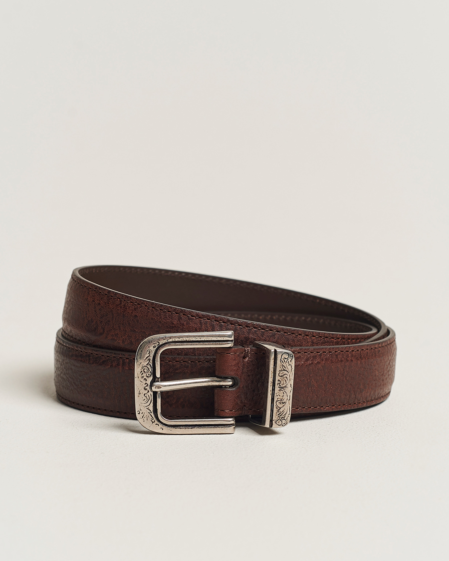 Brunello Cucinelli Narrow Belt Brown Calf at CareOfCarl.com