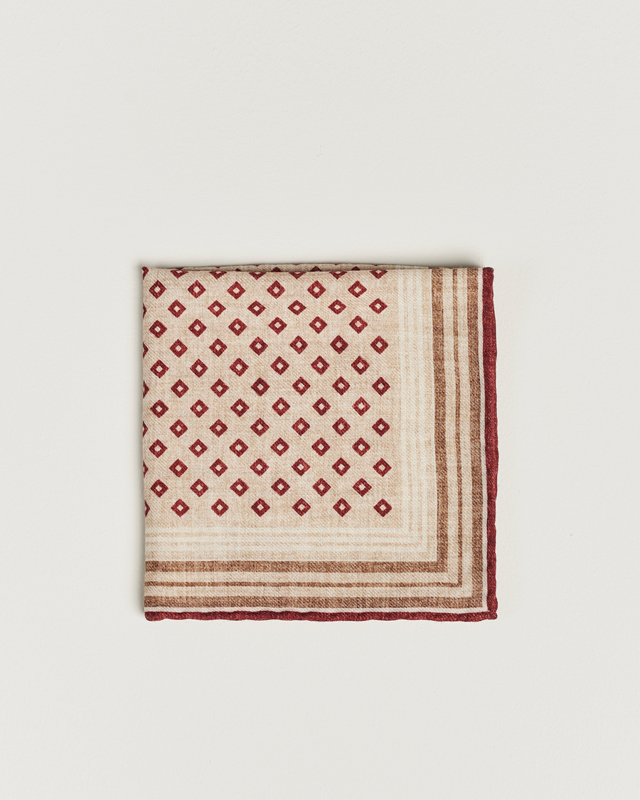 Men | Brunello Cucinelli Wool Pocket Square Burgundy/Beige | Brunello Cucinelli | Wool Pocket Square Burgundy/Beige