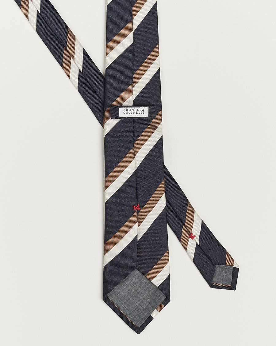 Men | Brunello Cucinelli Regimental Stripe Tie Navy/Grey | Brunello Cucinelli | Regimental Stripe Tie Navy/Grey
