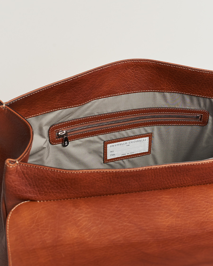 Men | Brunello Cucinelli Grain Leather Briefcase Cognac | Brunello Cucinelli | Grain Leather Briefcase Cognac