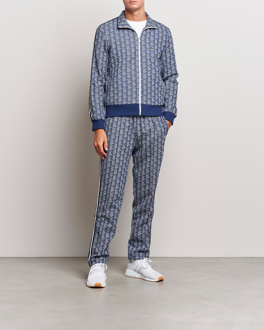 Men | Sweaters & Knitwear | Lacoste | Monogram Full Zip Track Jacket Methylene/Flour