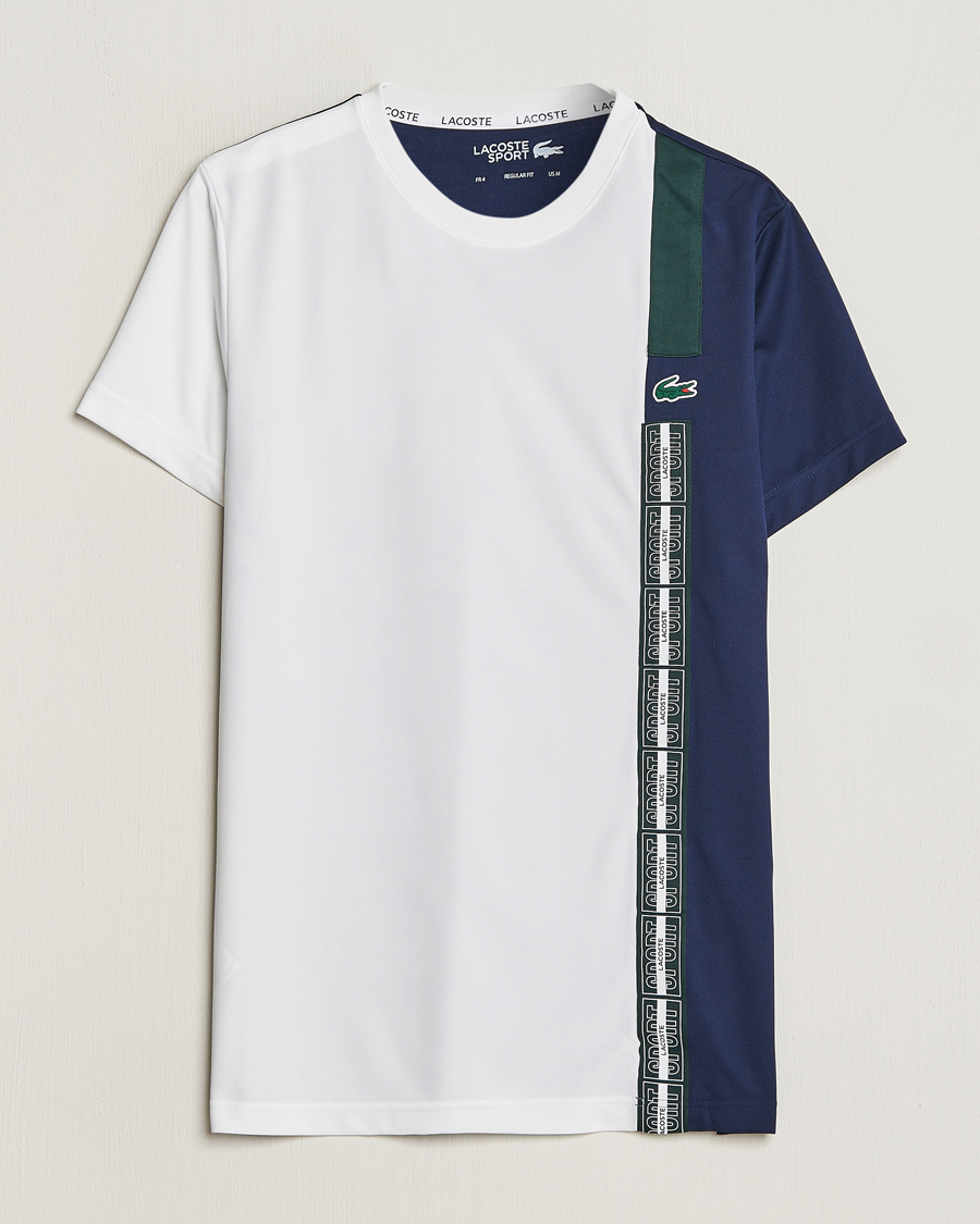 Men | T-Shirts | Lacoste Sport | Performance Colourblocked T-Shirt White/Navy
