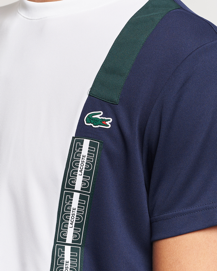 Men | T-Shirts | Lacoste Sport | Performance Colourblocked T-Shirt White/Navy