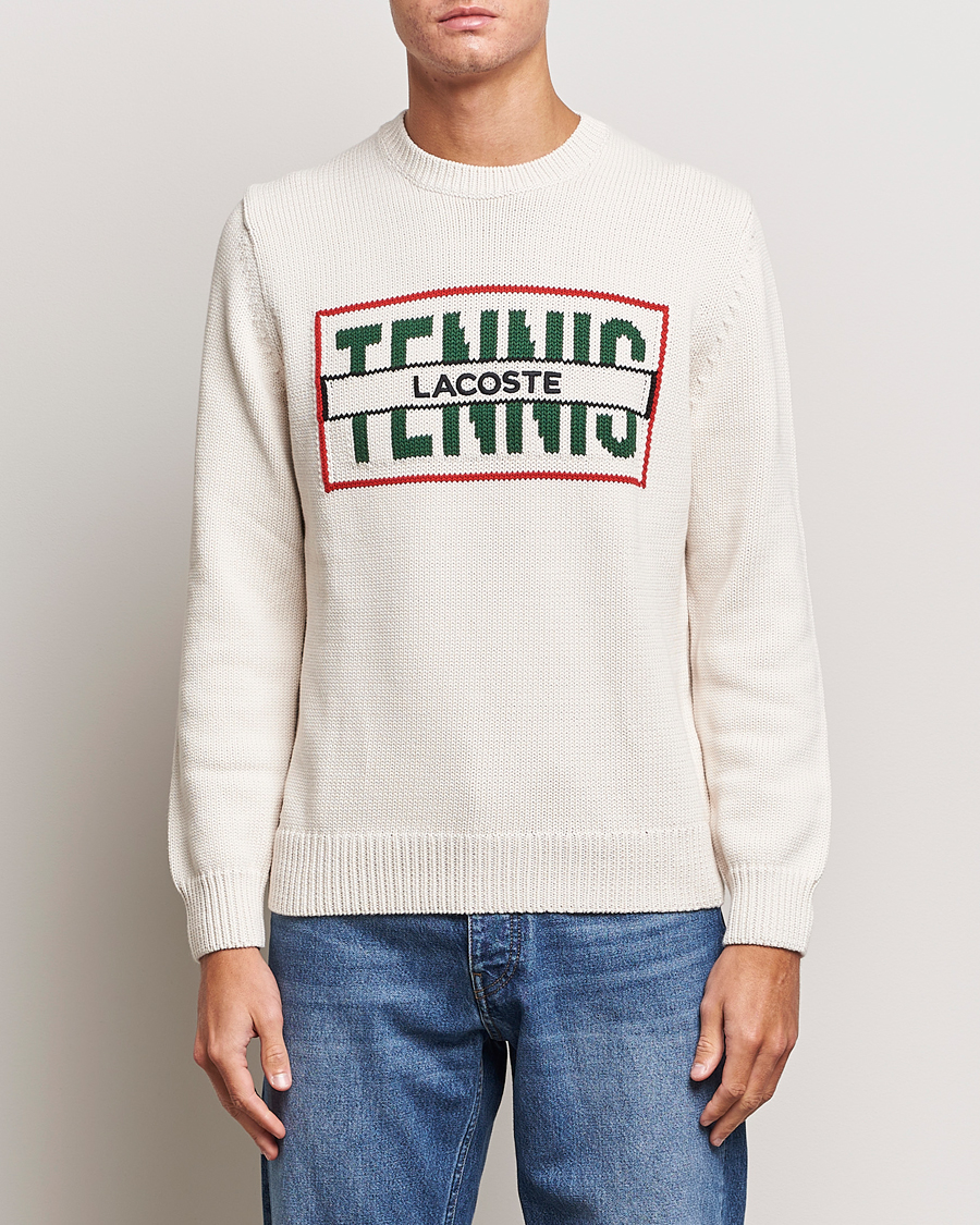 Men | Knitted Jumpers | Lacoste | Retro Logo Knitted Crew Neck Sweater Lapland