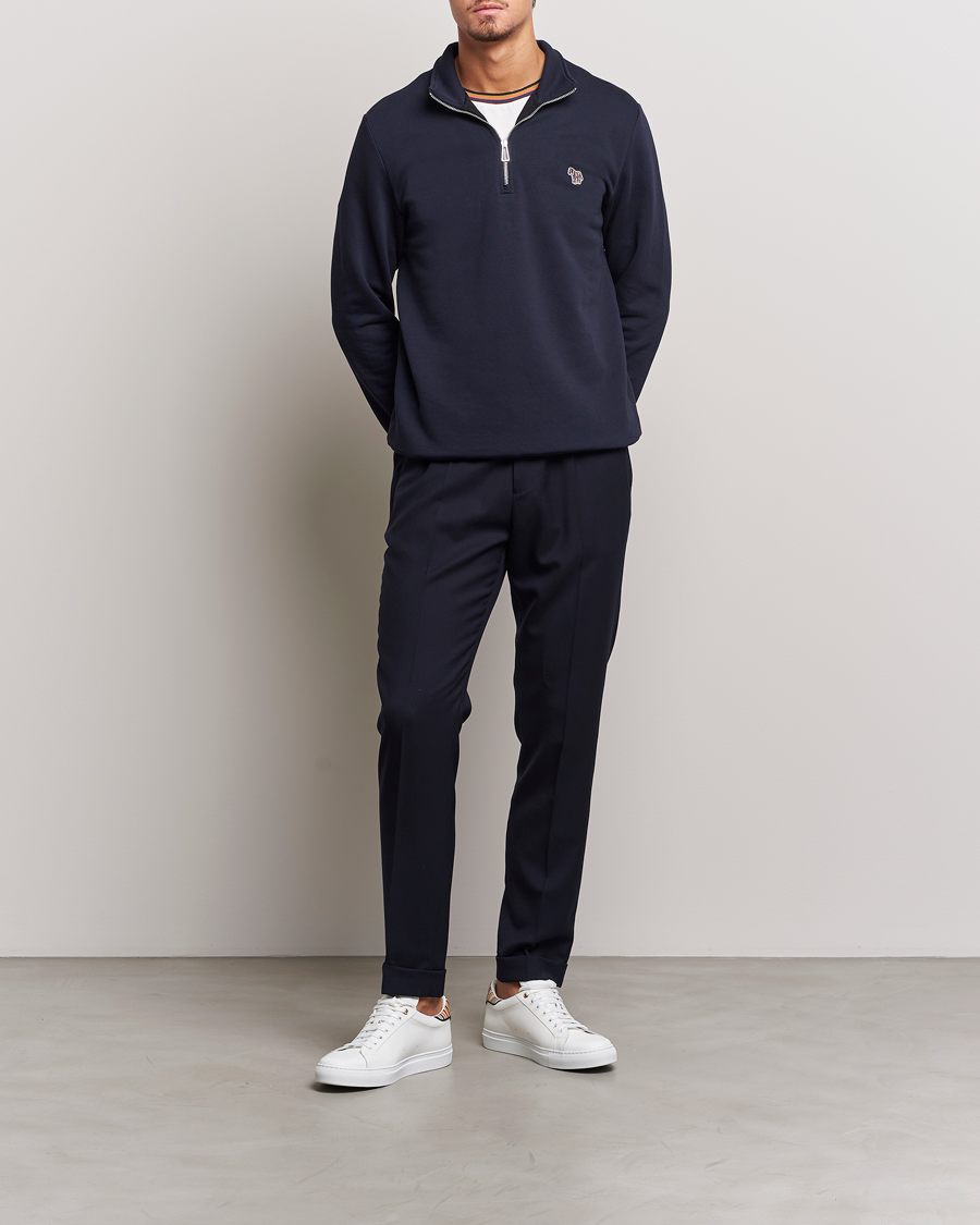 Men | Sweaters & Knitwear | PS Paul Smith | Zebra Organic Cotton Sweat Half Zip Navy