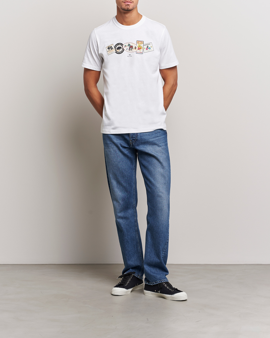Men | T-Shirts | PS Paul Smith | PS In A Row Crew Neck T-Shirt White