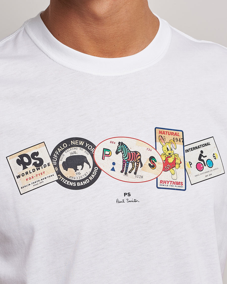 Men | T-Shirts | PS Paul Smith | PS In A Row Crew Neck T-Shirt White