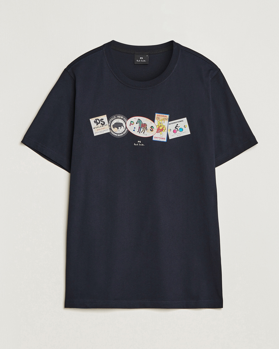 Men | T-Shirts | PS Paul Smith | PS In A Row Crew Neck T-Shirt Navy