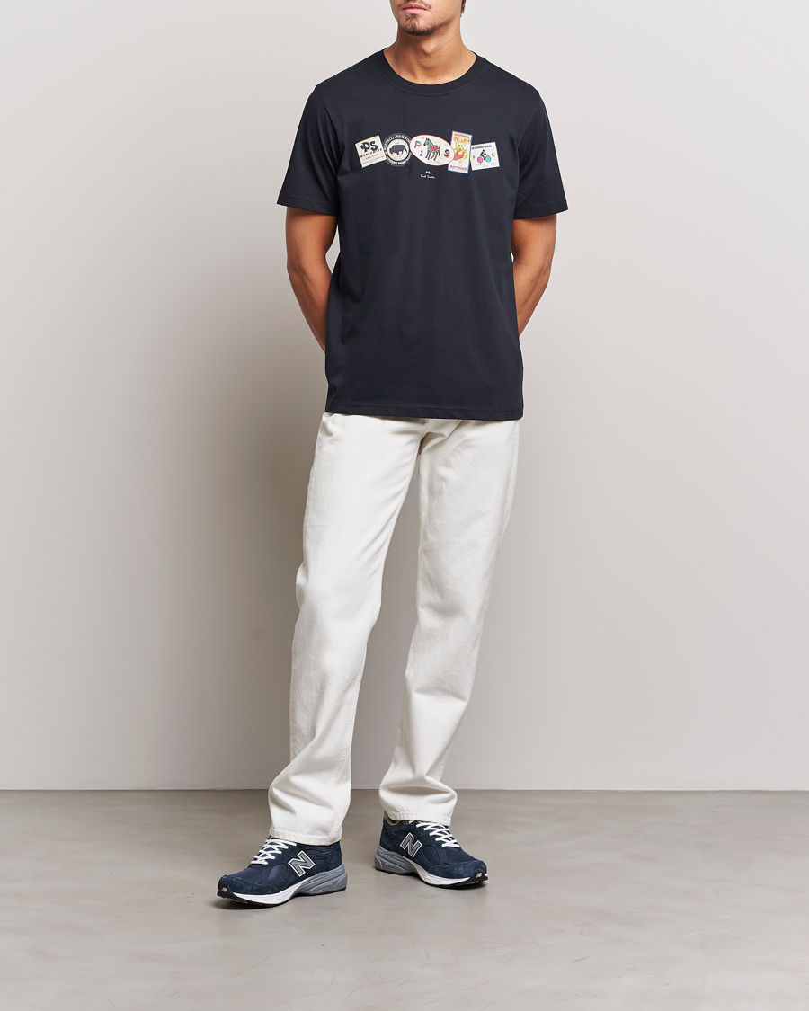Men | T-Shirts | PS Paul Smith | PS In A Row Crew Neck T-Shirt Navy