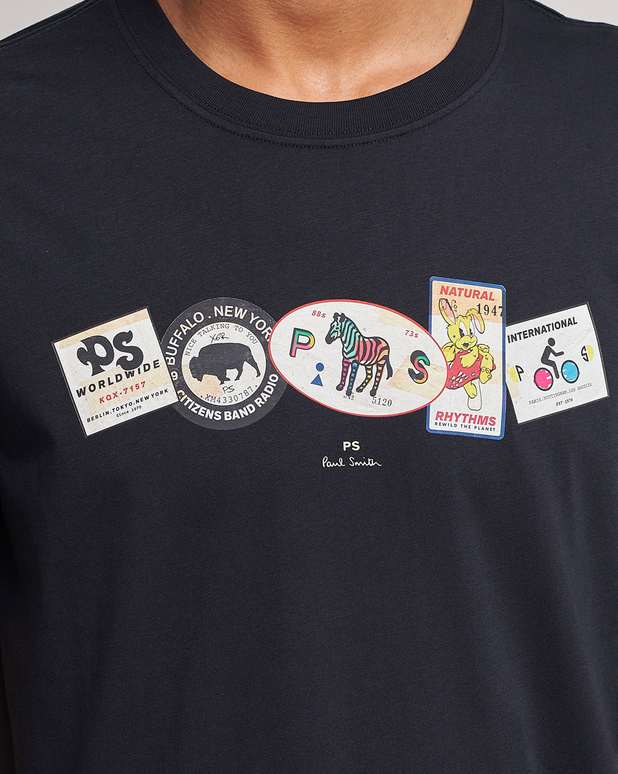 Men | T-Shirts | PS Paul Smith | PS In A Row Crew Neck T-Shirt Navy