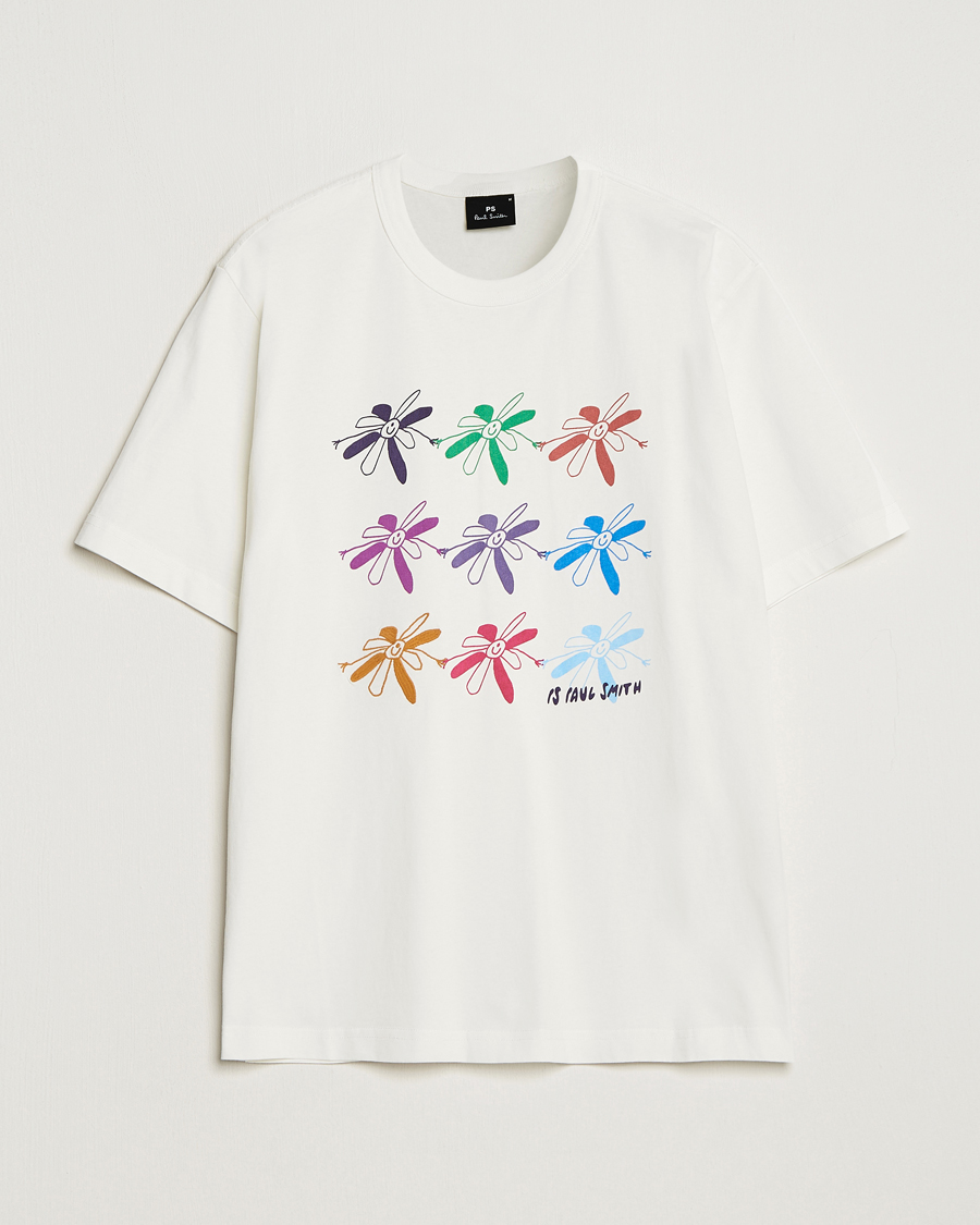 Men |  | PS Paul Smith | Flower Grid Crew Neck T-Shirt White