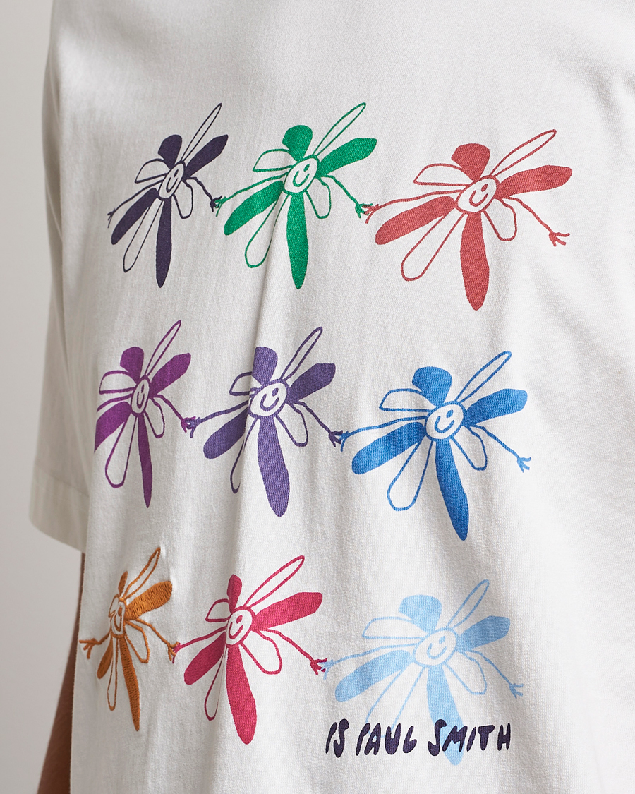 Men | T-Shirts | PS Paul Smith | Flower Grid Crew Neck T-Shirt White