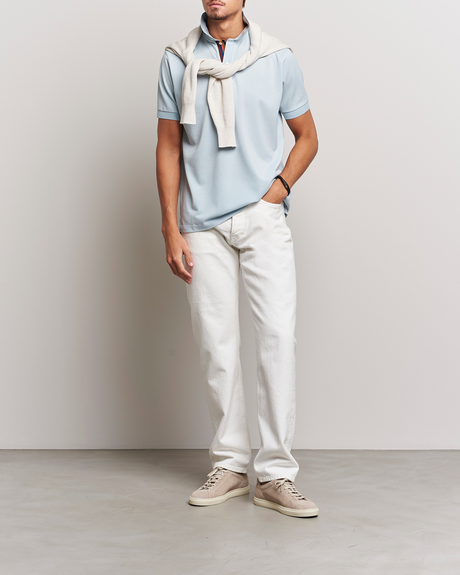 Men | Polo Shirts | Paul Smith | Placket Stripe Polo Light Blue