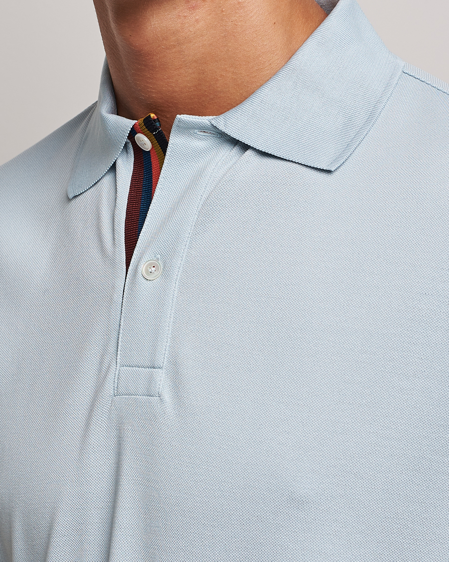 Men | Polo Shirts | Paul Smith | Placket Stripe Polo Light Blue