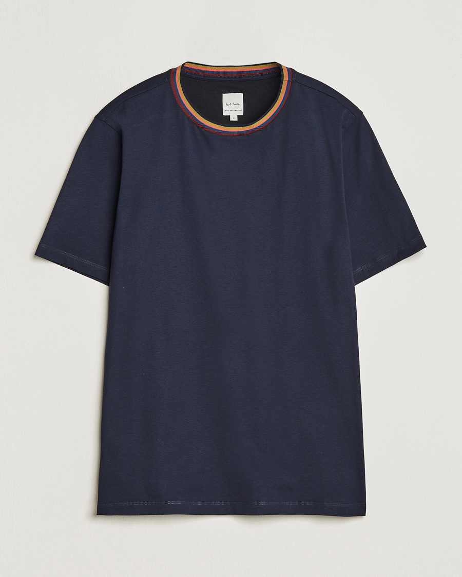 Paul Smith Stripe Rib Crew Neck T-Shirt Navy at CareOfCarl.com