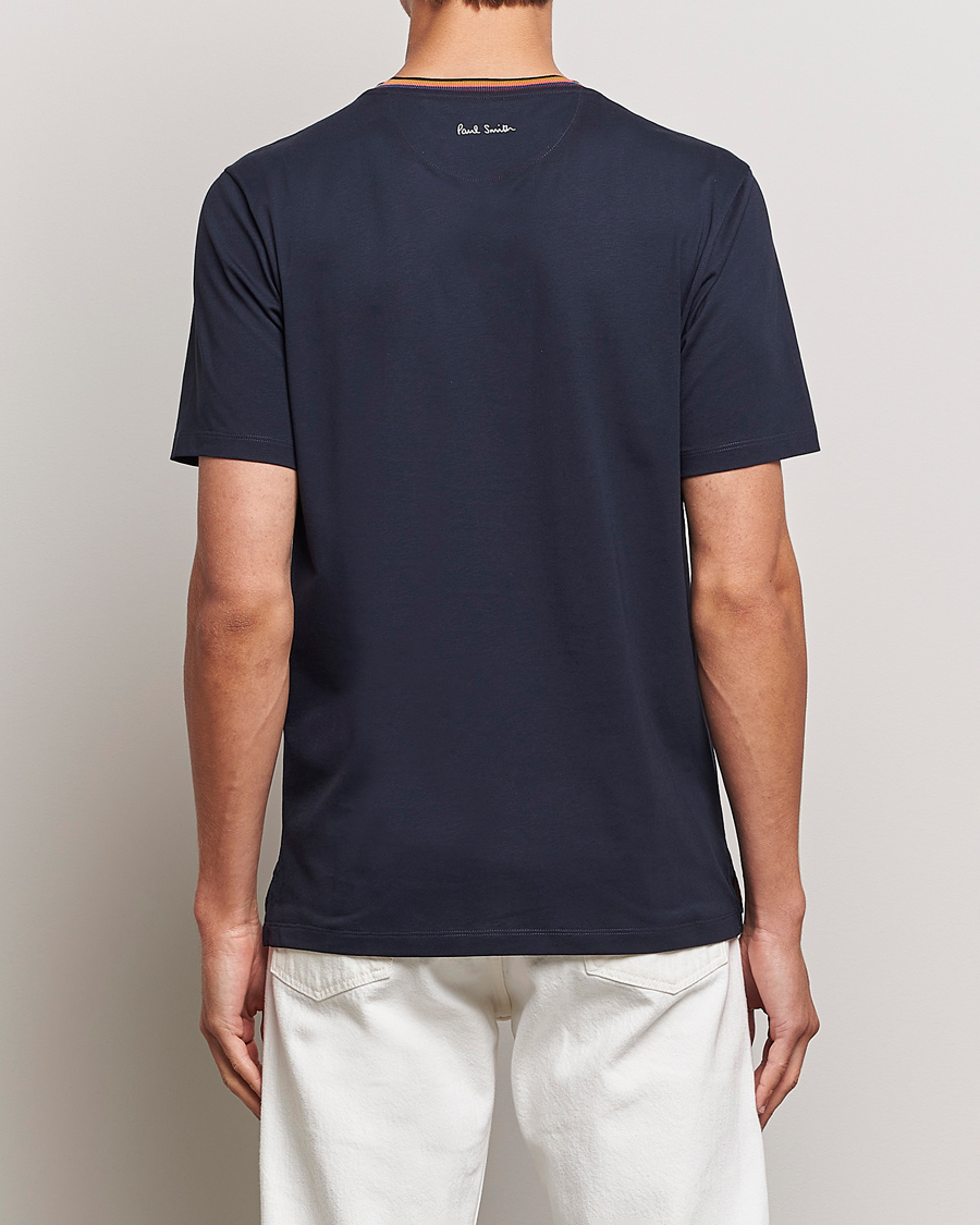 Men | T-Shirts | Paul Smith | Stripe Rib Crew Neck T-Shirt Navy