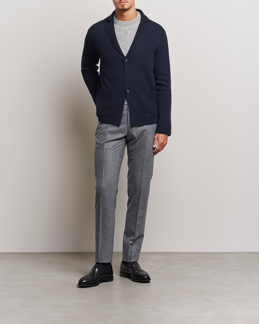 Men | Sweaters & Knitwear | Zanone | Merino Wool Cardigan Jacket Navy