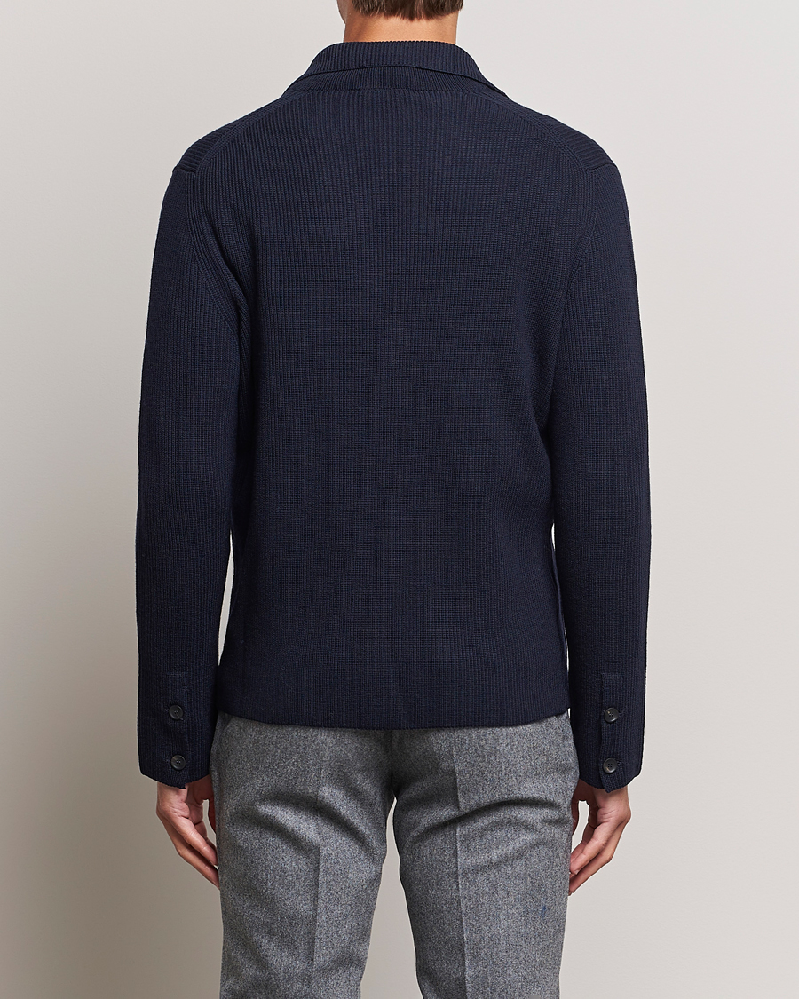Men | Sweaters & Knitwear | Zanone | Merino Wool Cardigan Jacket Navy