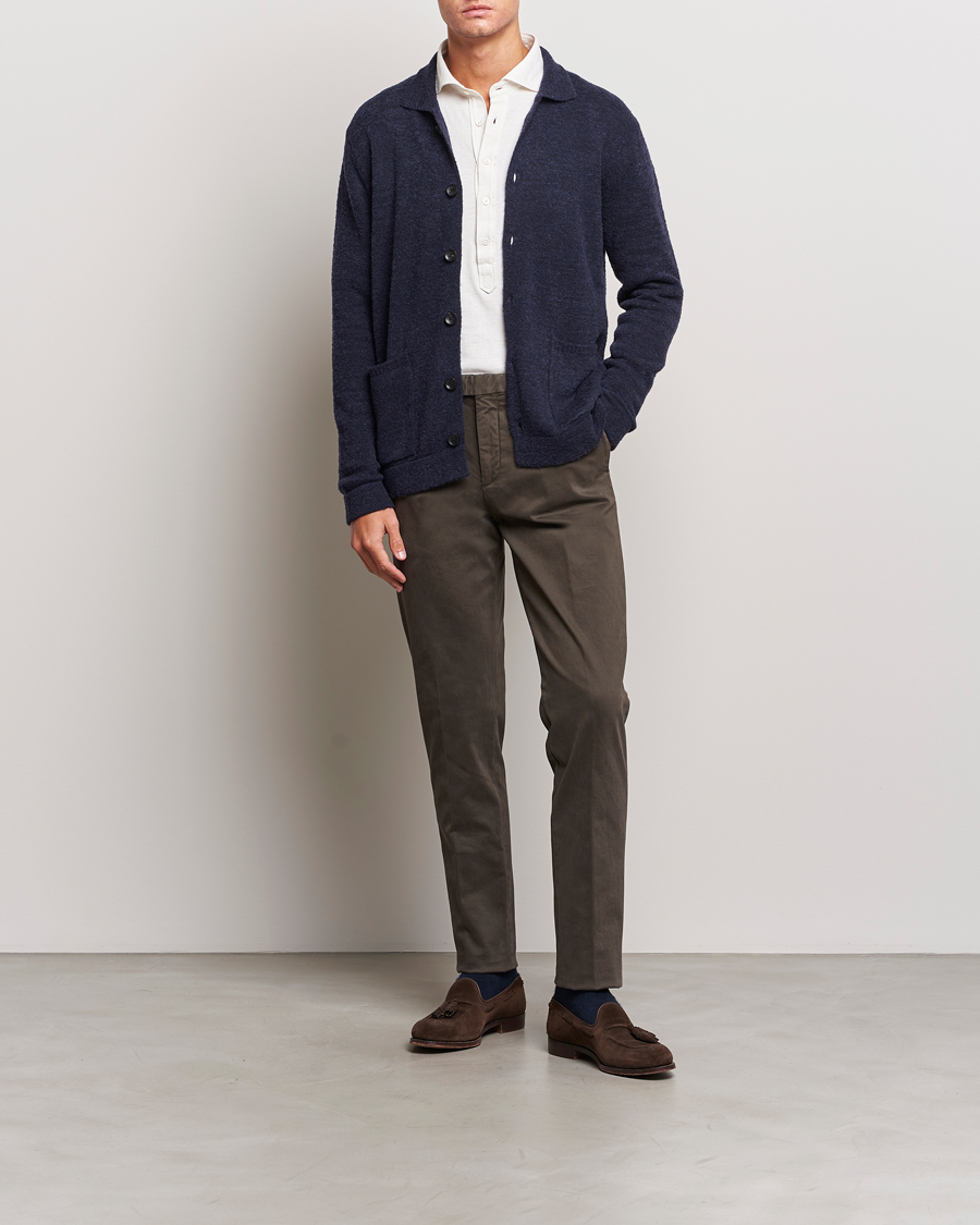 Men | Sweaters & Knitwear | Zanone | Boucle Wool Chore Jacket Navy
