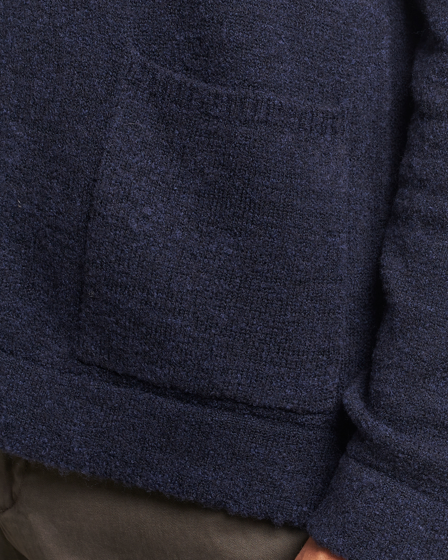 Men | Sweaters & Knitwear | Zanone | Boucle Wool Chore Jacket Navy