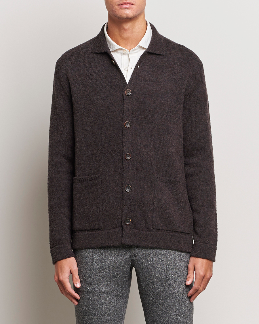 Men | Slowear | Zanone | Boucle Wool Chore Jacket Dark Brown