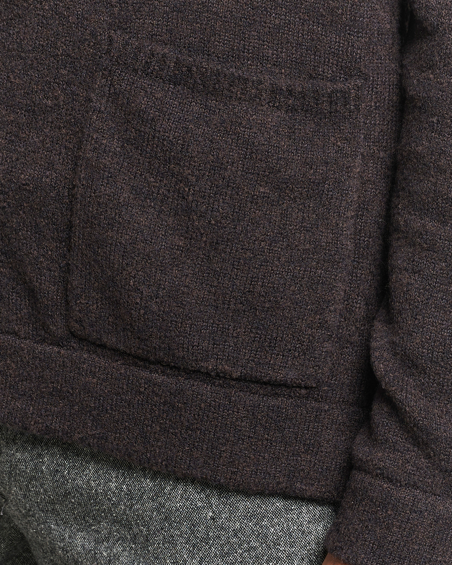 Men | Sweaters & Knitwear | Zanone | Boucle Wool Chore Jacket Dark Brown