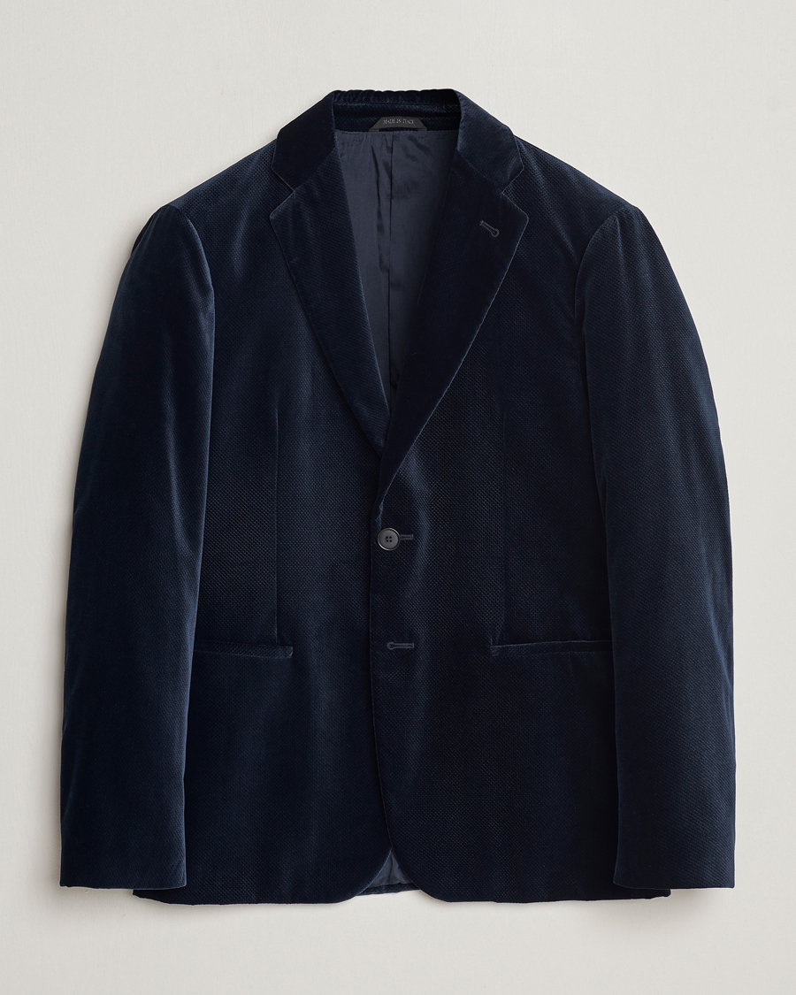Men | Blazers | Giorgio Armani | Velvet Micro Blazer Navy