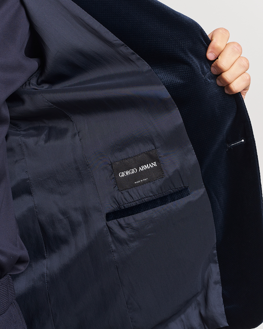 Men | Blazers | Giorgio Armani | Velvet Micro Blazer Navy