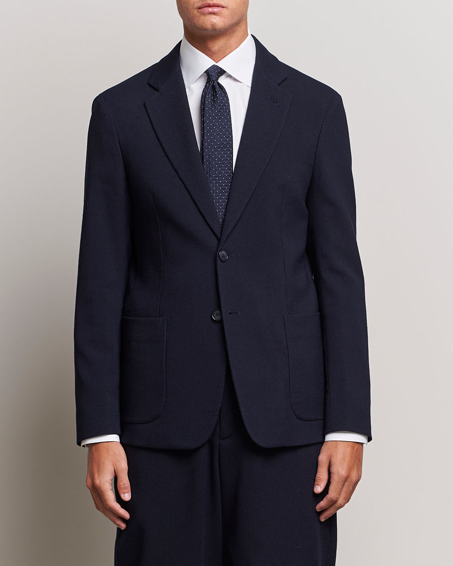 Men | Blazers | Giorgio Armani | Wool Stretch Blazer Navy