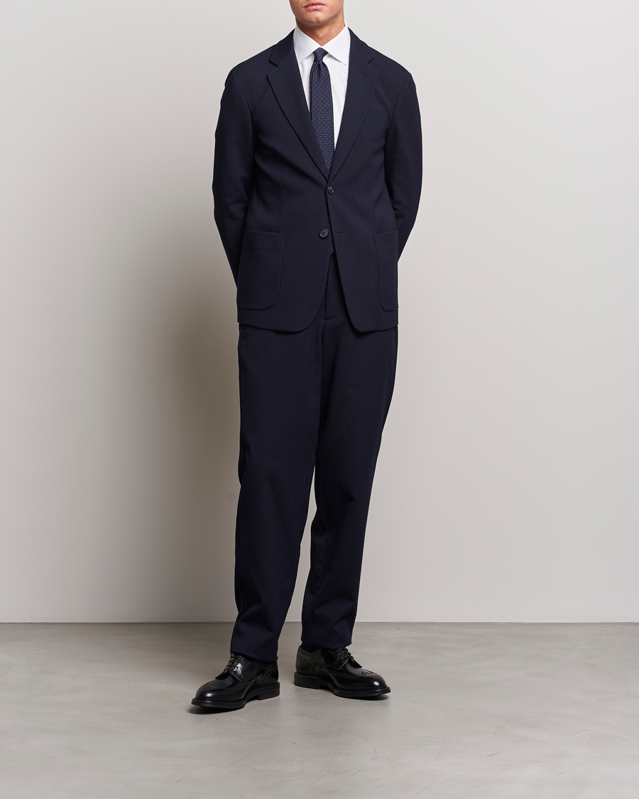 Men | Trousers | Giorgio Armani | Wool Stretch Trousers Navy
