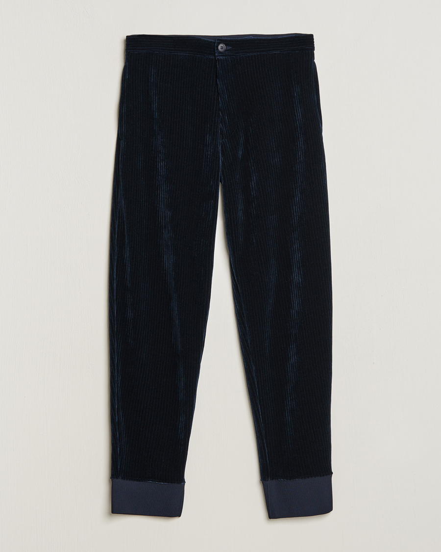 Men | Drawstring Trousers | Giorgio Armani | Jersey Corduroy Pants Navy