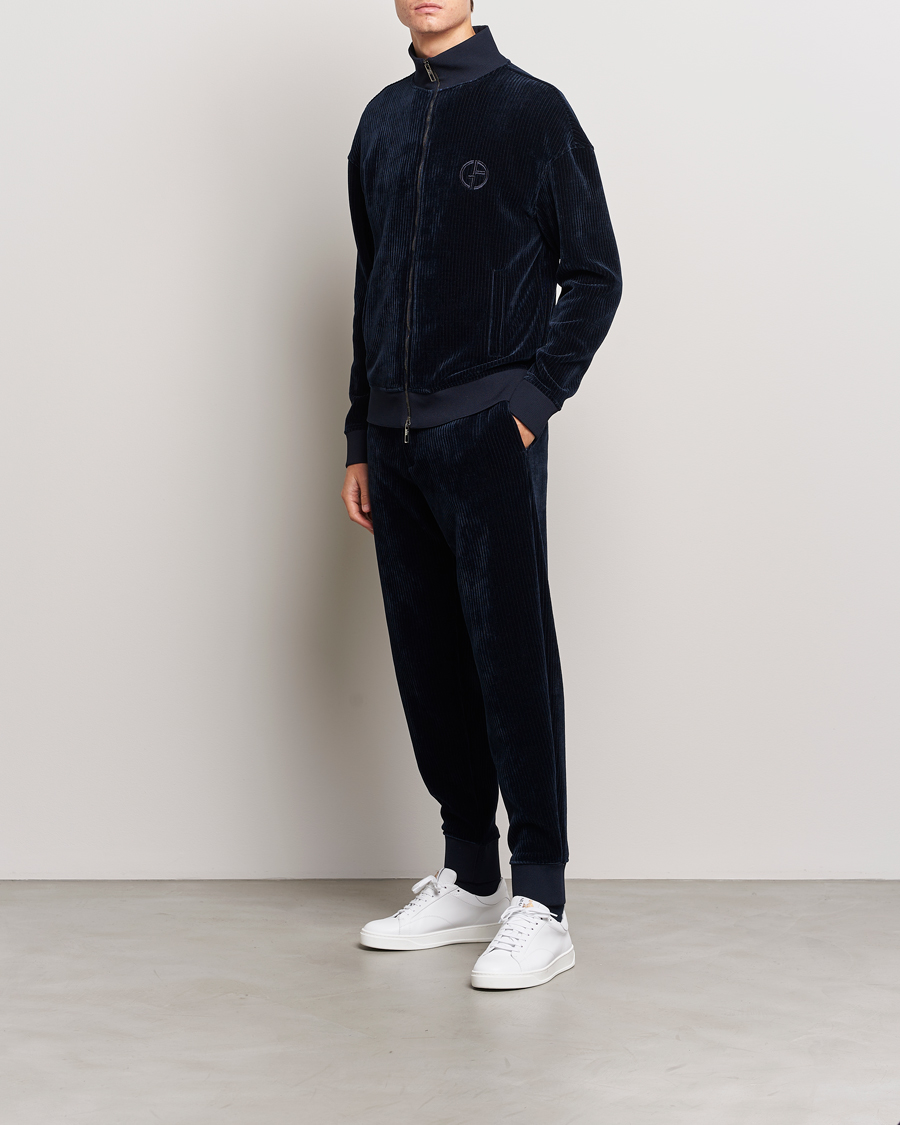 Men | Trousers | Giorgio Armani | Jersey Corduroy Pants Navy