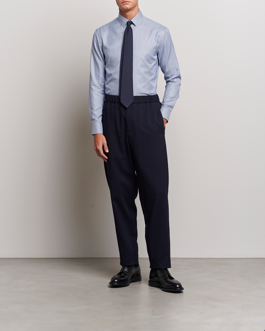 Men | Shirts | Giorgio Armani | Micro Structure Dress Shirt Light Blue