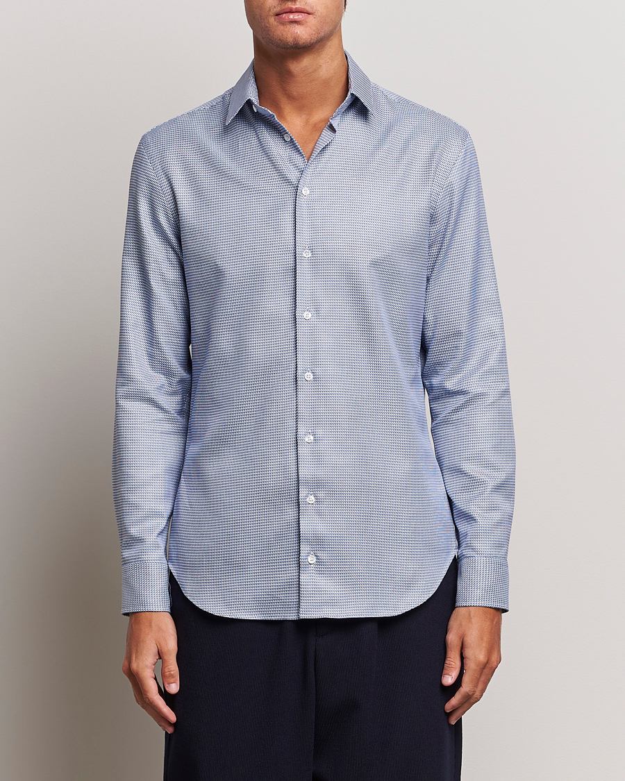 Men |  | Giorgio Armani | Micro Structure Dress Shirt Light Blue