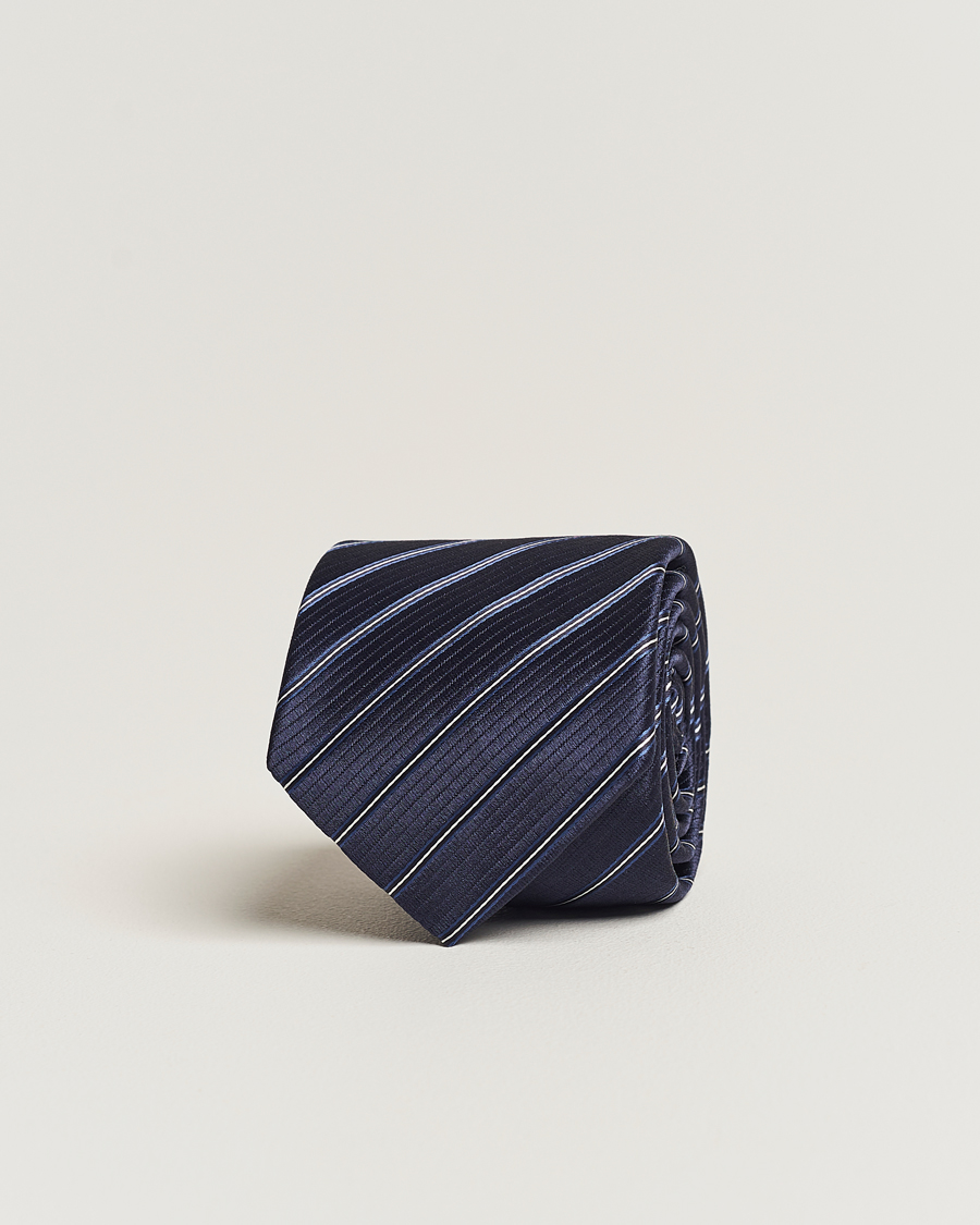 Men | Giorgio Armani Regimental Stripe Silk Tie Navy | Giorgio Armani | Regimental Stripe Silk Tie Navy