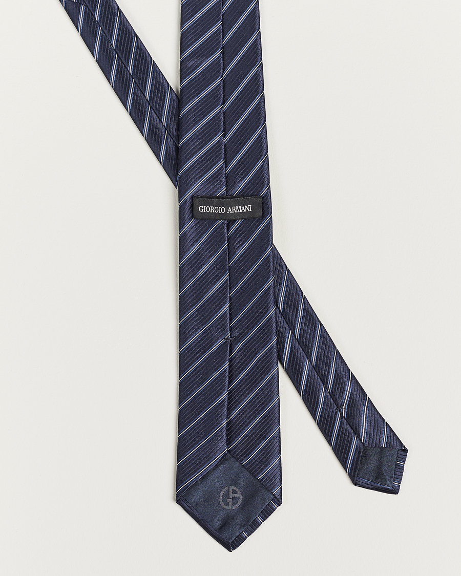 Men | Giorgio Armani Regimental Stripe Silk Tie Navy | Giorgio Armani | Regimental Stripe Silk Tie Navy