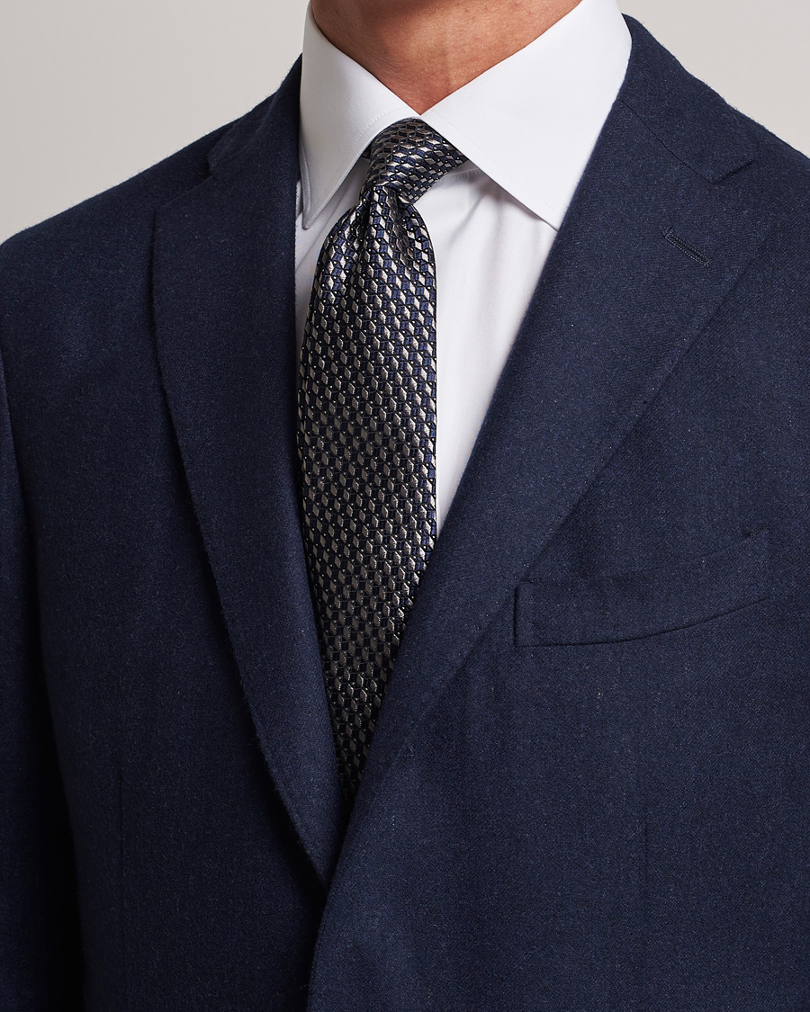 Men | Ties | Giorgio Armani | Jacquard Silk Tie Navy/Grey