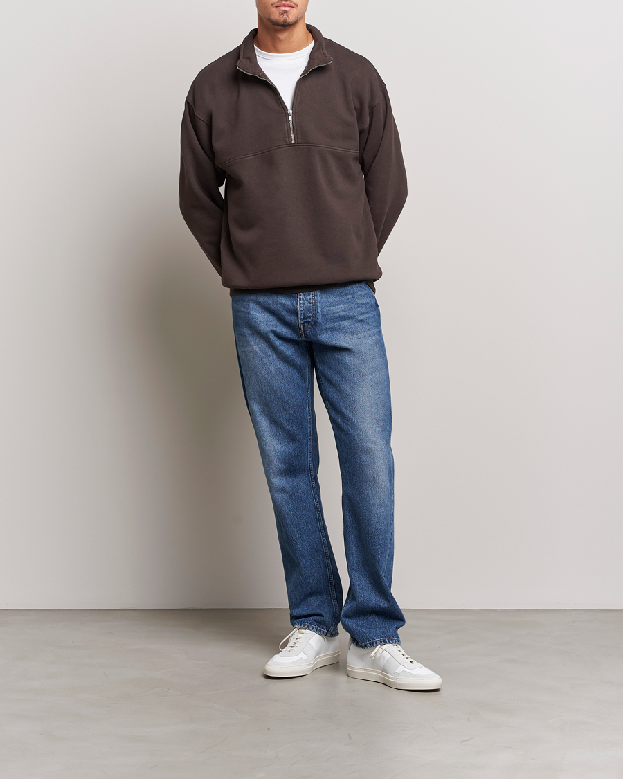 Men | Sweaters & Knitwear | Colorful Standard | Classic Organic Half-Zip Coffee Brown