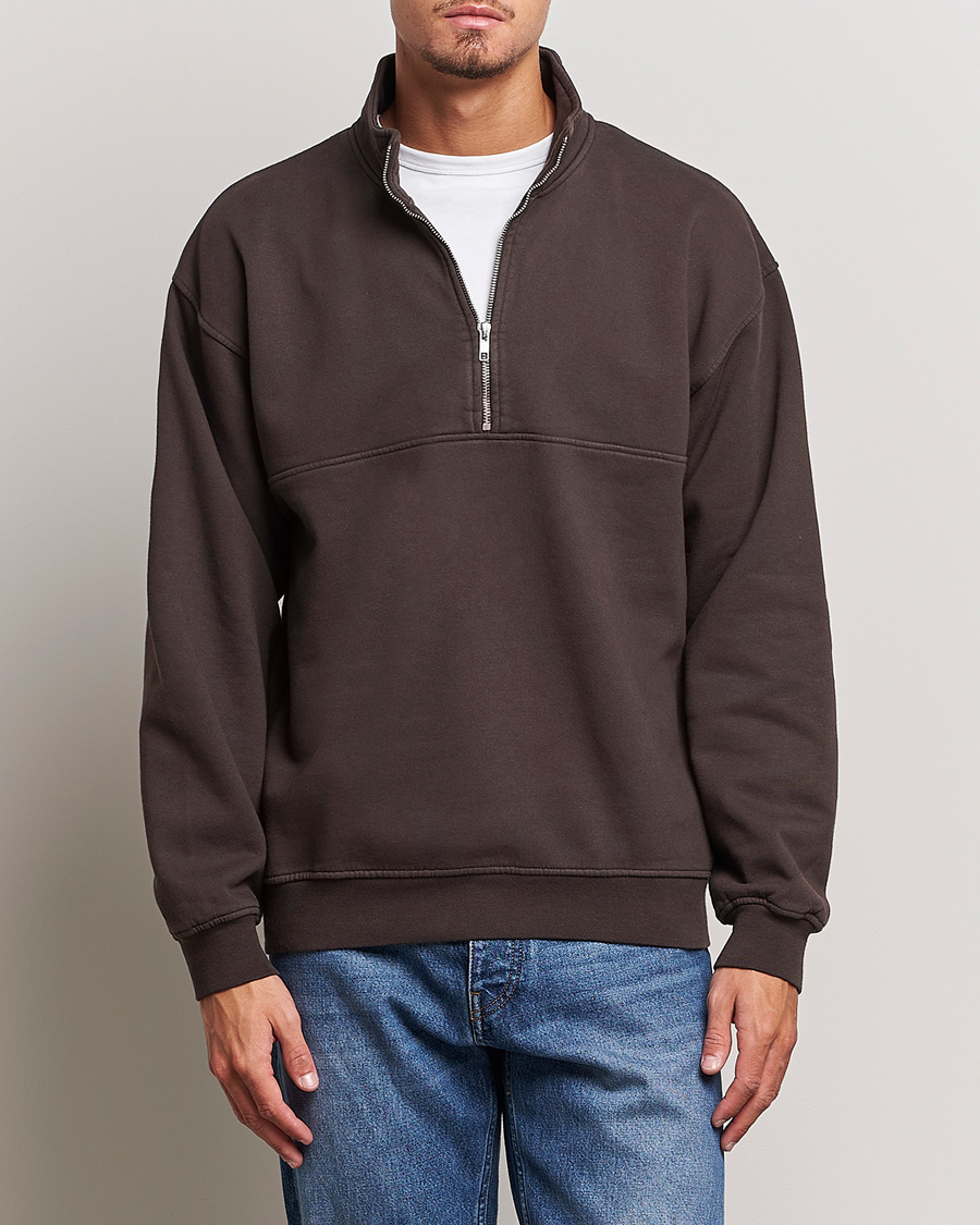 Men | Sweaters & Knitwear | Colorful Standard | Classic Organic Half-Zip Coffee Brown