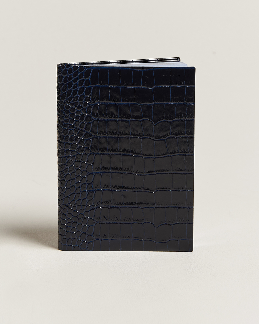 Men | Notebooks | Smythson | Mara Leather Notebook Navy