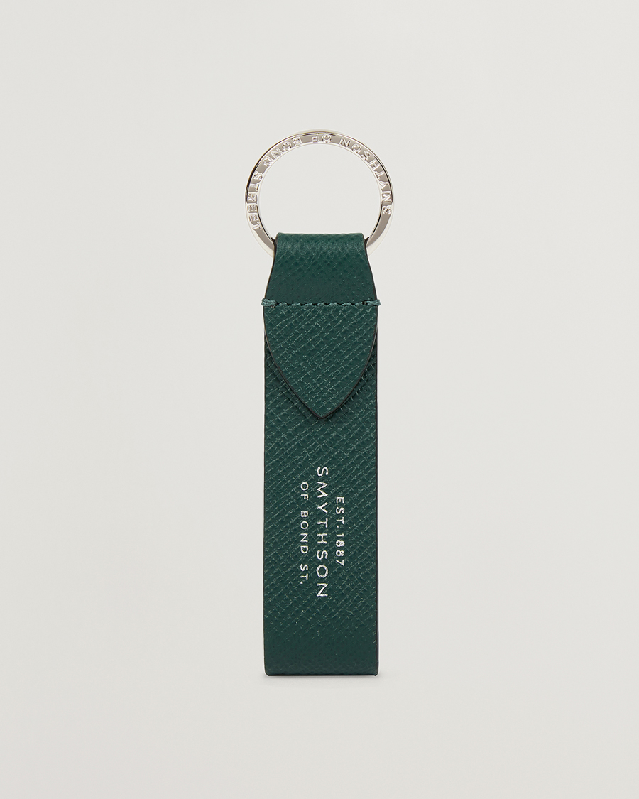 Men | Keychains | Smythson | Panama Leather Keyring Forest Green