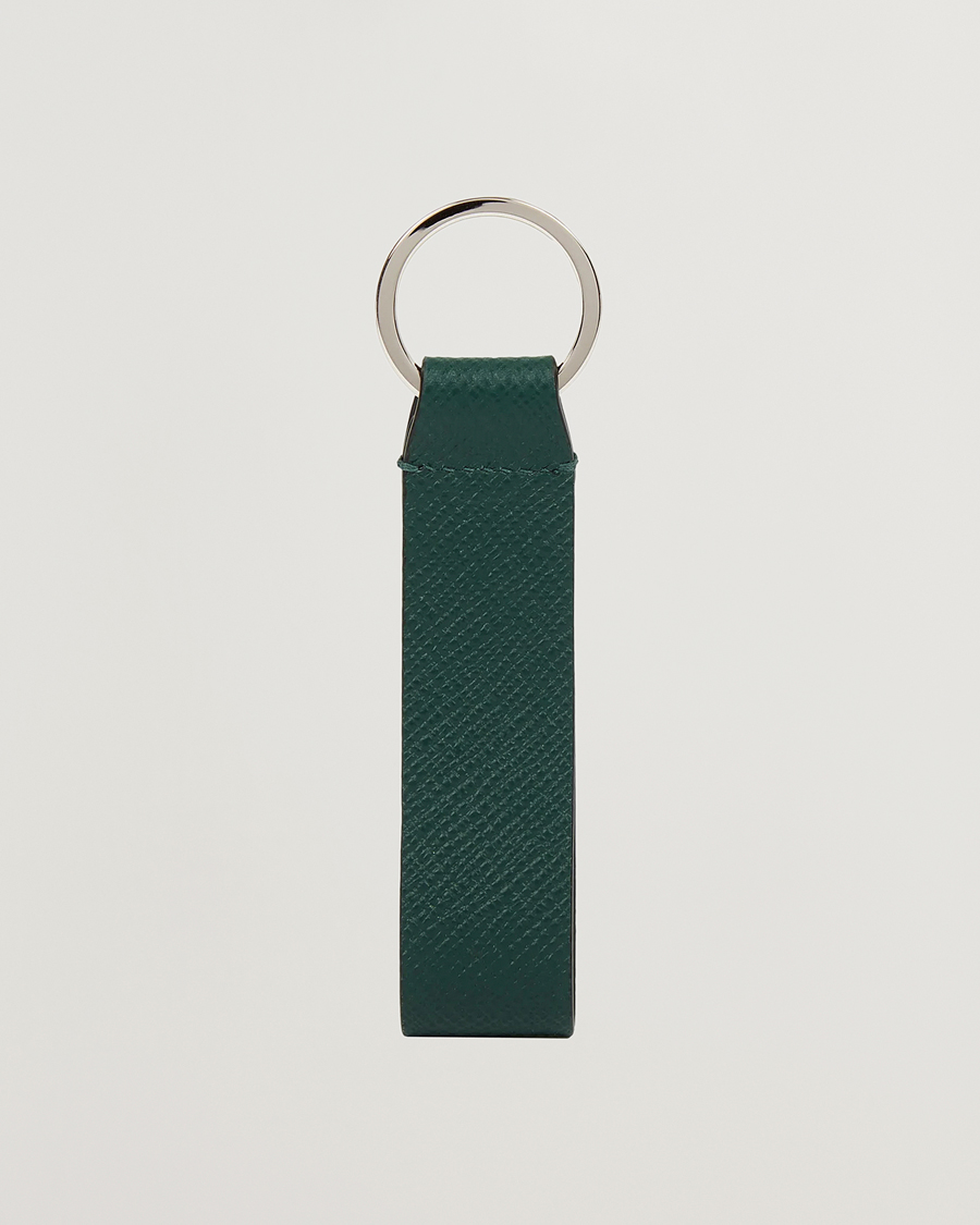 Men | Keychains | Smythson | Panama Leather Keyring Forest Green