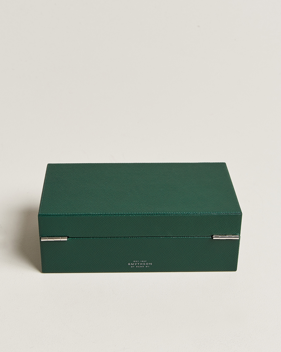 Men | Smythson Panama Lockable Watch And Cufflink Box Forest Green | Smythson | Panama Lockable Watch And Cufflink Box Forest Green
