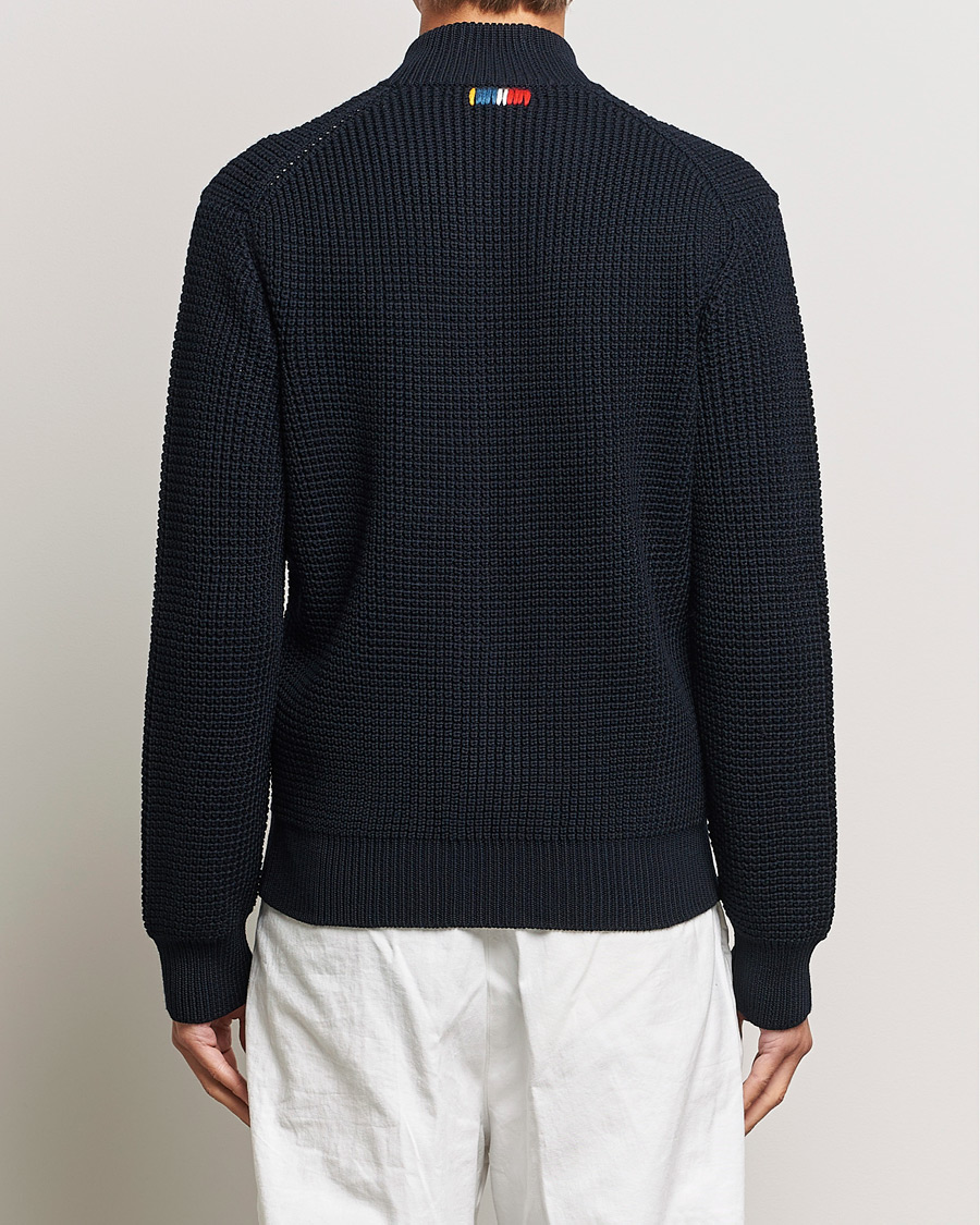 Men | Sweaters & Knitwear | Orlebar Brown | Swan Merino Seed Stich Full Zip Night Iris