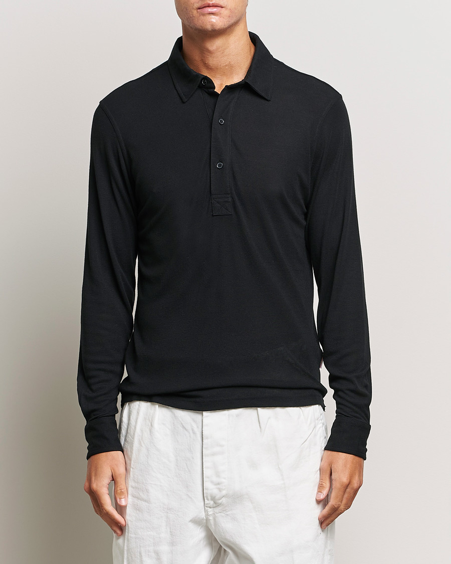 Men |  | Orlebar Brown | Sebastian Long Sleeve Cashmere Polo Black