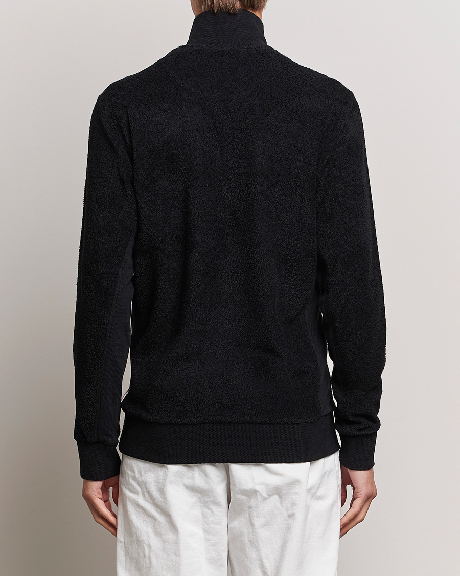 Men | Sweaters & Knitwear | Orlebar Brown | Isar Mix Texture Half-Zip Black